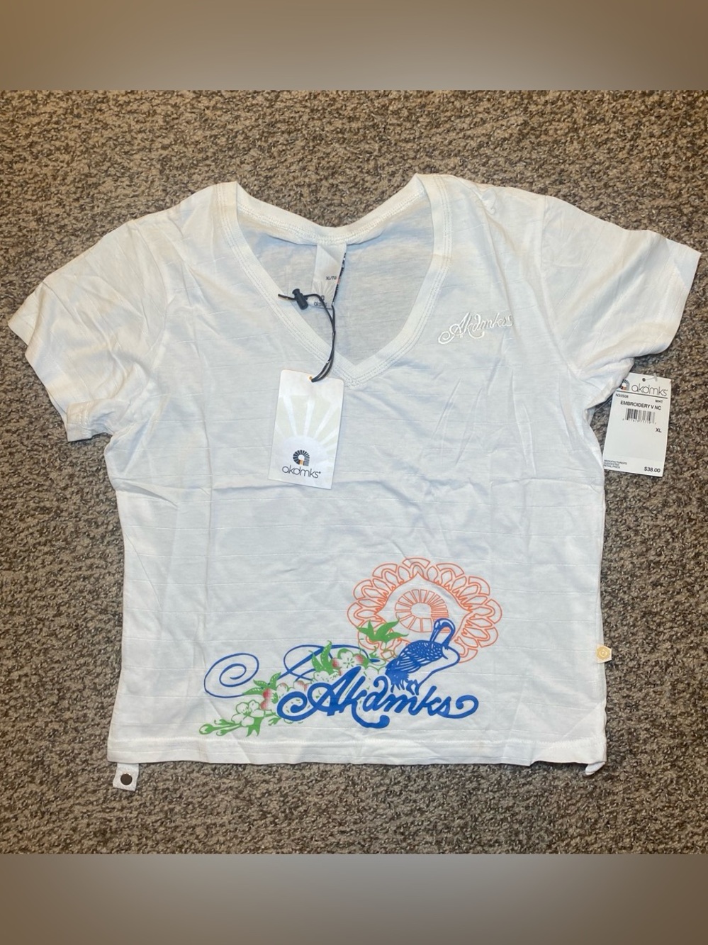 Akdmks White V-Neck Tee